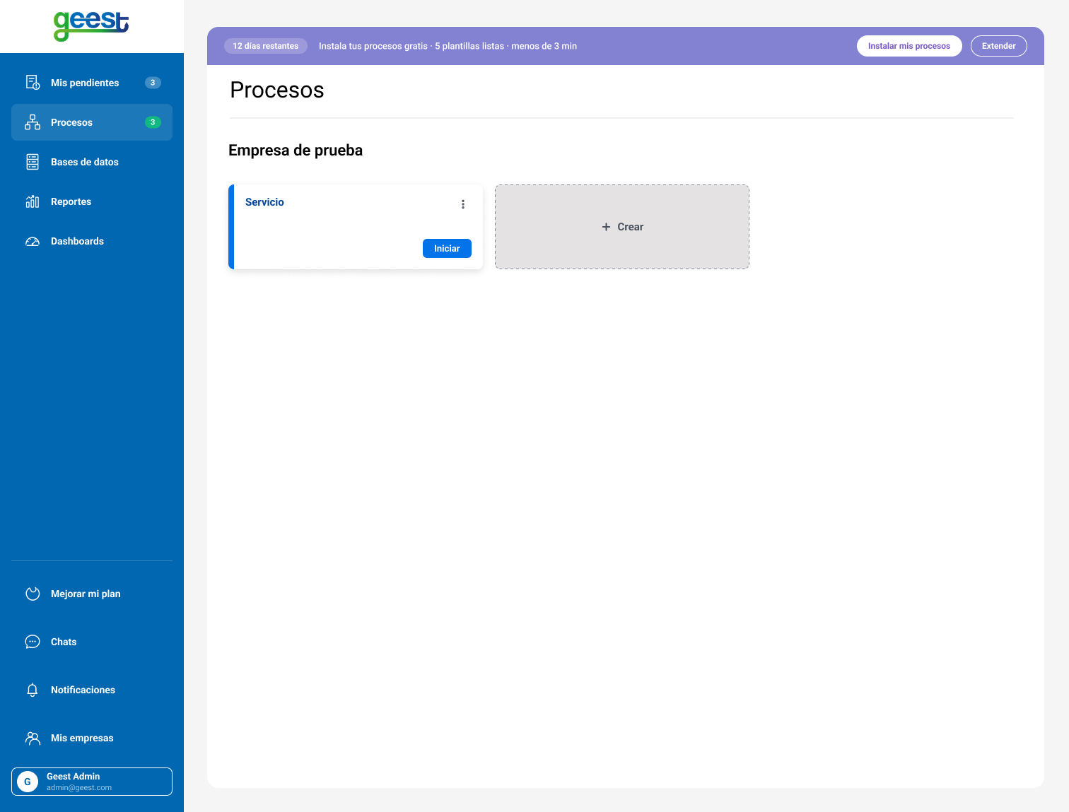 GEEST - Mejora UX del proceso central